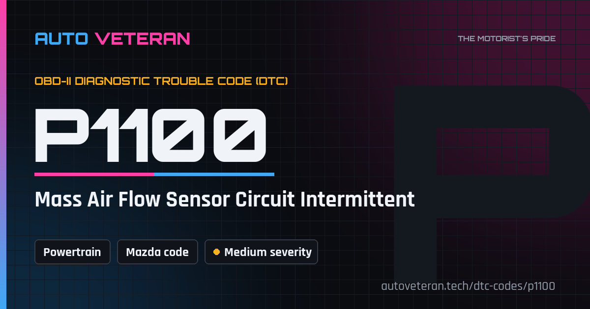 P1100 Mazda Code: Mass Air Flow Sensor Circuit Intermittent