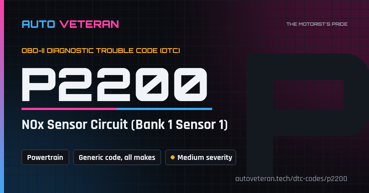 P2200 Code: NOx Sensor Circuit (Bank 1 Sensor 1) – Causes & Fixes